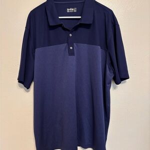Bollé Men’s XXL Performance Golf Tennis Polo Shirt Navy Blue Colorblock